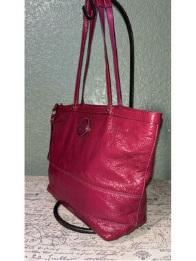 Women's Coach Fuchsia Patent Leather Tote Bag One Size